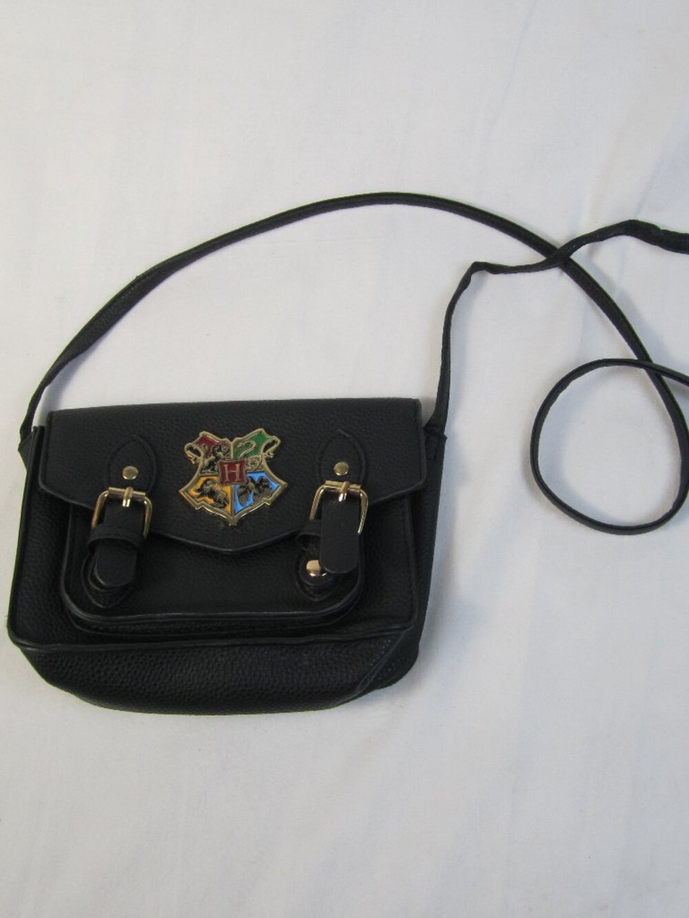 Harry Potter Hogwarts Crest Crossbody Small Bag / Purse Black Faux Leather